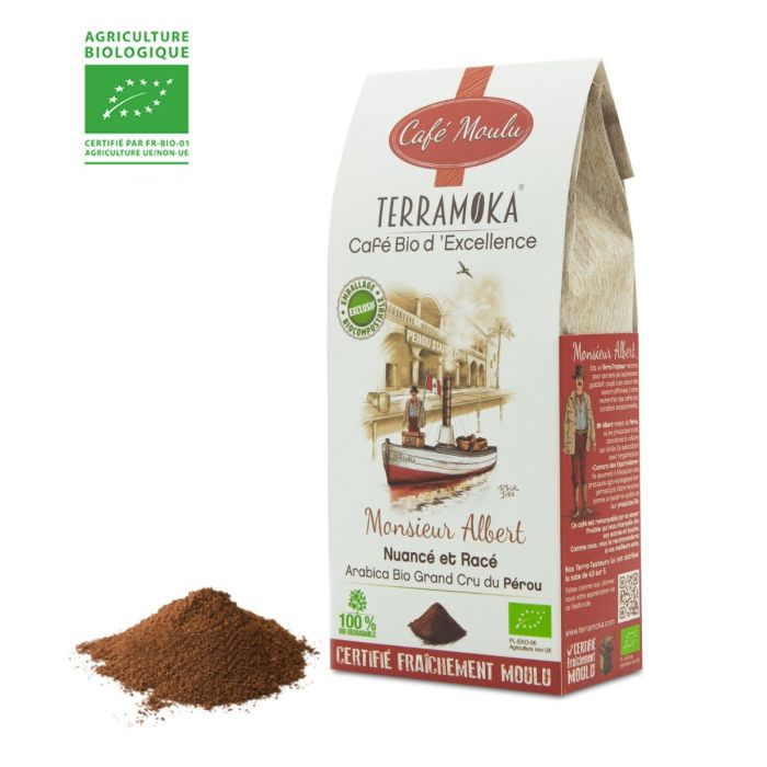 TERRAMOKA Café Bio moulu 100% Arabica du Pérou - Monsieur Albert