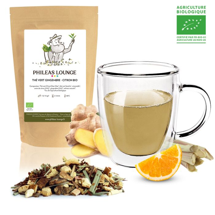 Phileas Lounge: Thé Vert Gingembre Citron Bio_ mélange thé vert